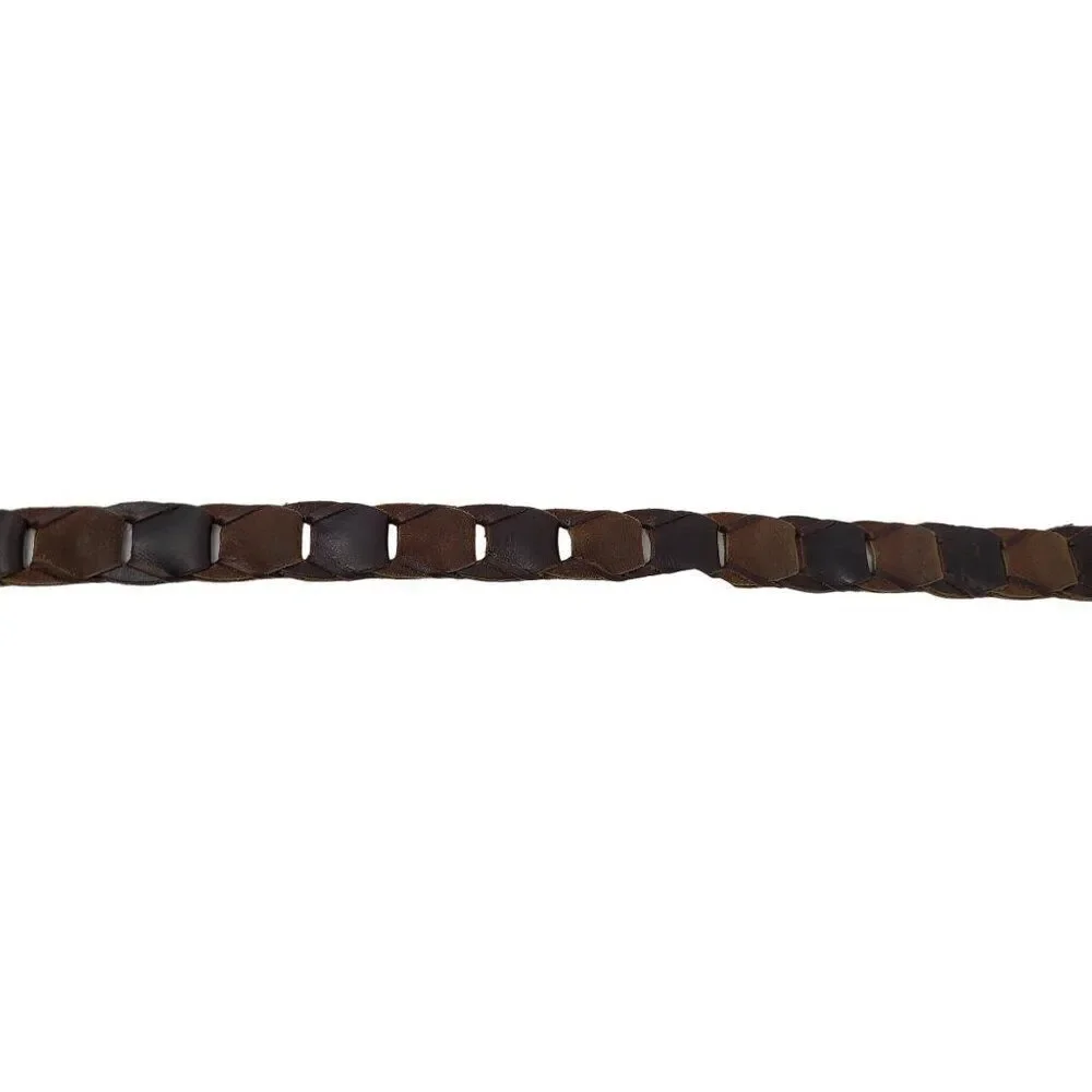 Vintage Woven Suede Leather Hexagon Pattern Belt 42